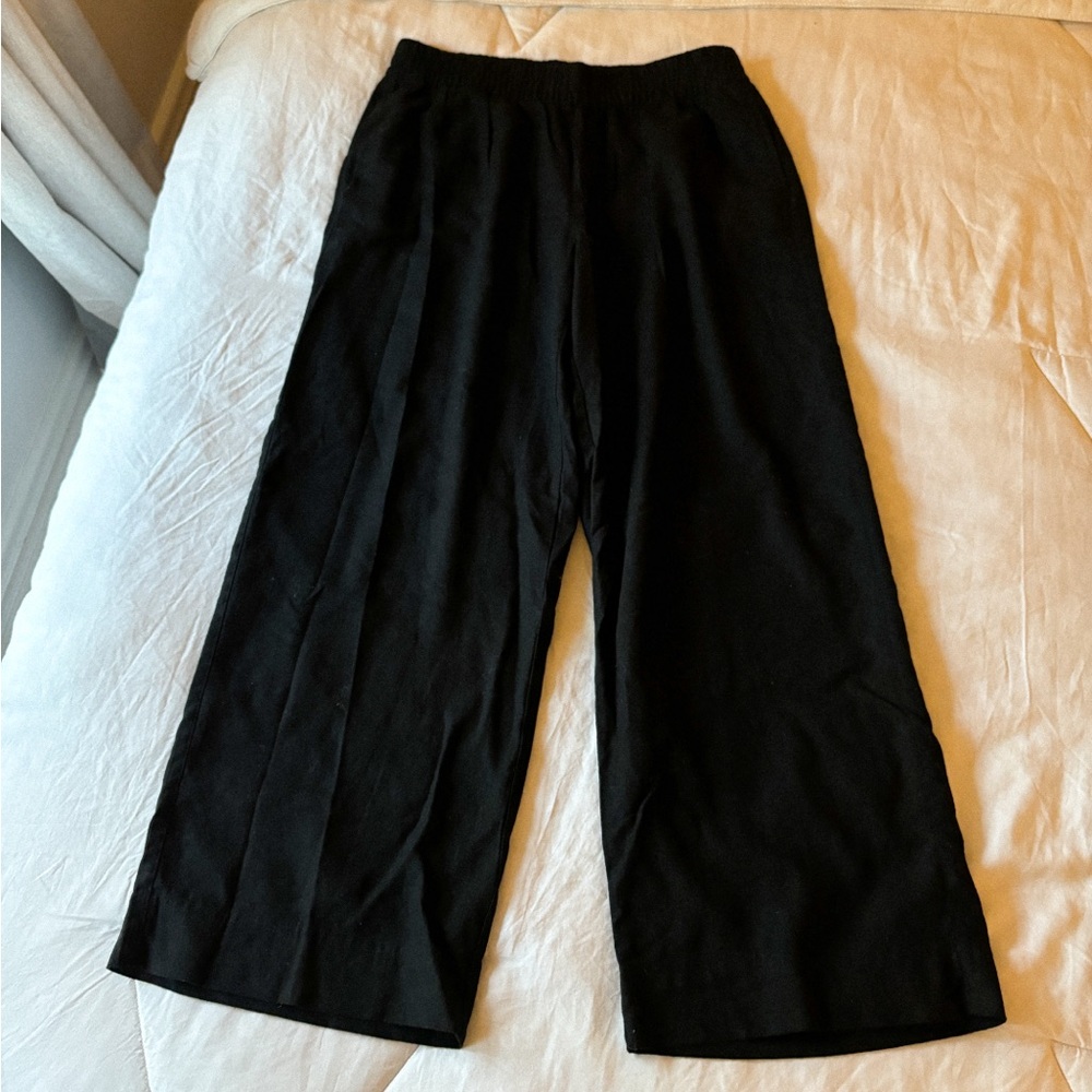 Linen-Blend Wide Leg Pants